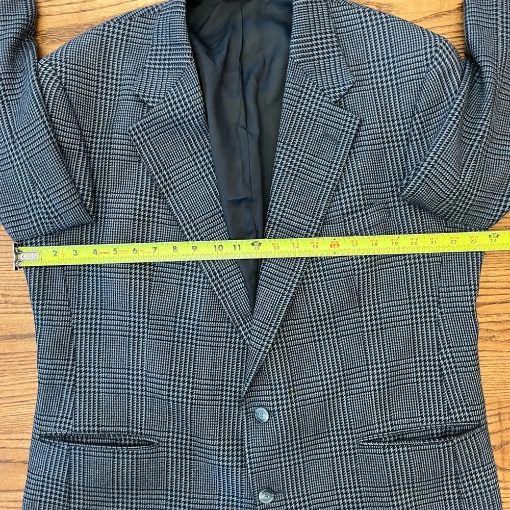 Vintage 80s Polo University Club Ralph Lauren‎ Blue Herringbone Wool Blazer